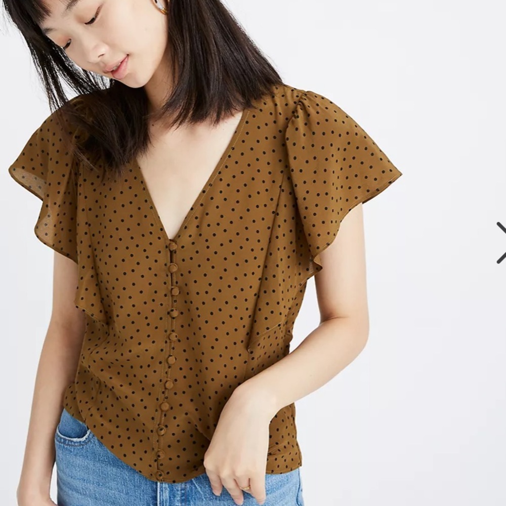 Silk Carmelina Flutter Sleeve Top NWOT